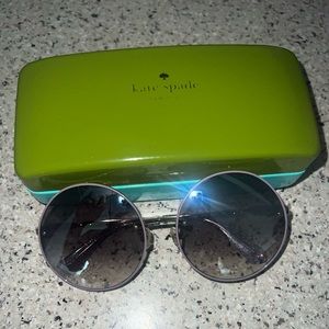 Kate Spade Abia F/S  Gold Round Sunglasses Purple Glitter LIKE NEW